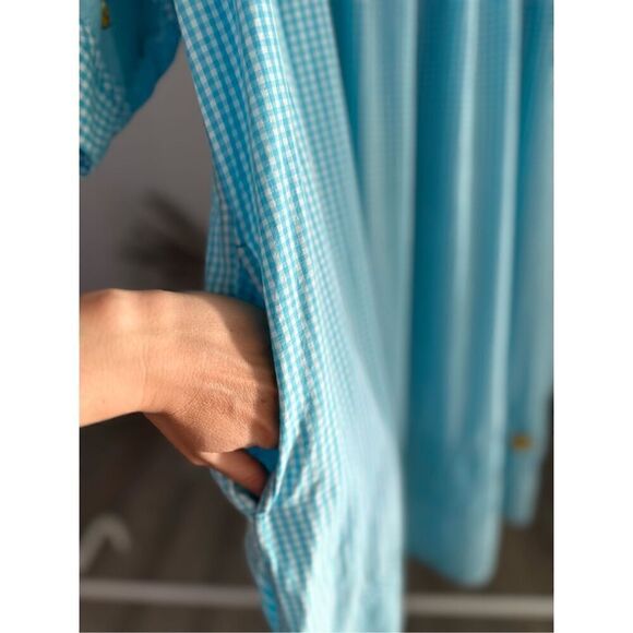 GRANADA VINTAGE WOMEN'S 2X BLUE EMBROIDERED SHORT SLEEVE HOUSE DRESS MUUMUU - Picture 4 of 6